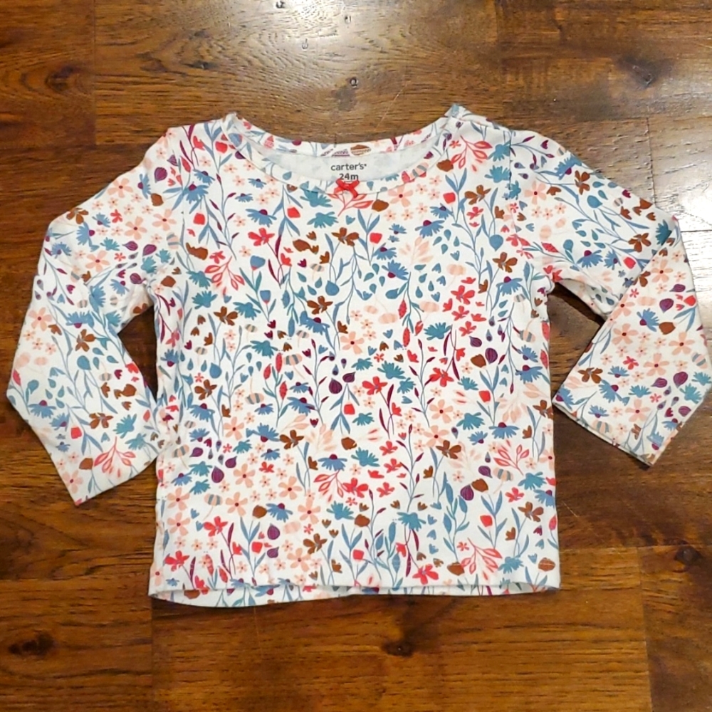 Girls Carter's white floral long sleeve shirt size 24M